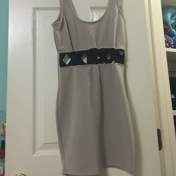 Tan body con dress from lulus