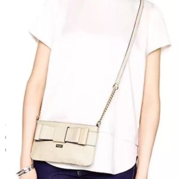 Kate Spade Charm City Ostrich Presley Purse Beige - Picture 3 of 4