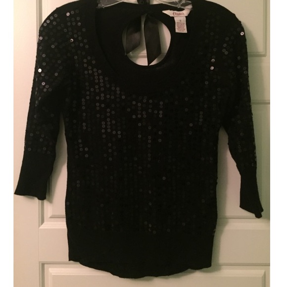 Black sequin cutout sweater