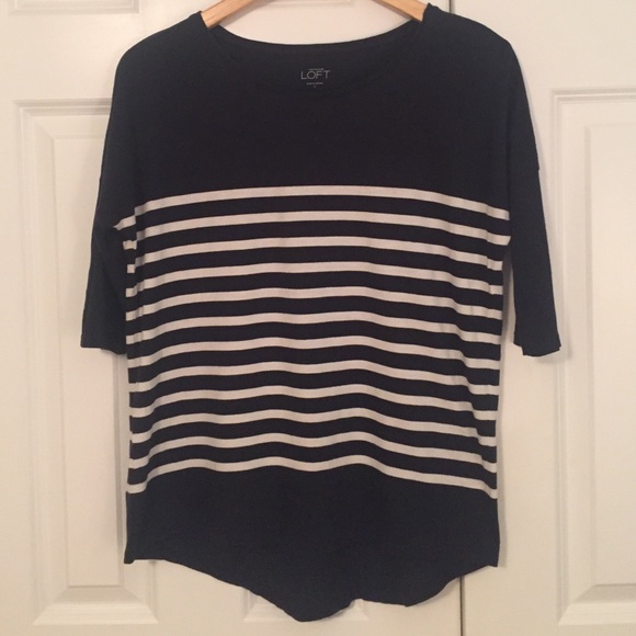 Elbow-length striped tee