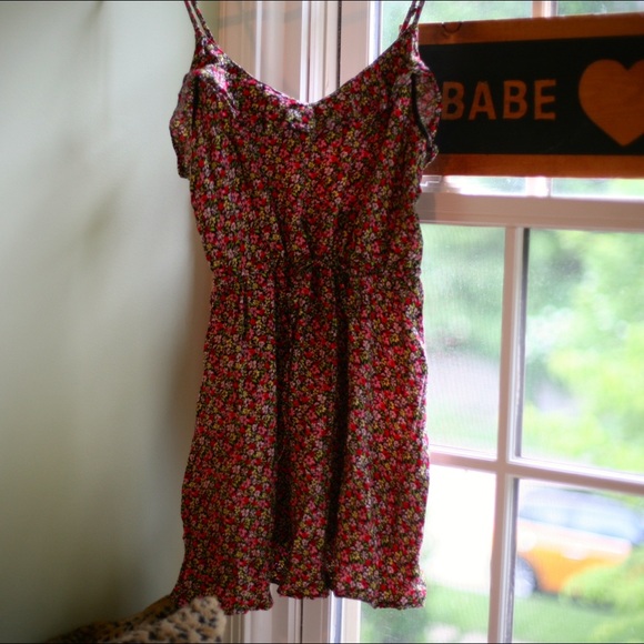 Drawstring Waist Floral Ruffle Dress