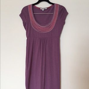 Boden Purple Embroidered Necklace Dress