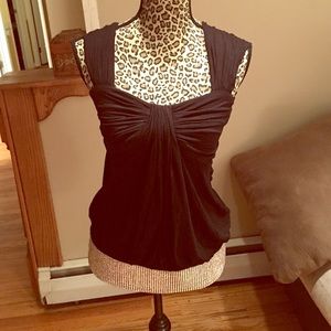 Sky Black Top-Clear stones at the bottom