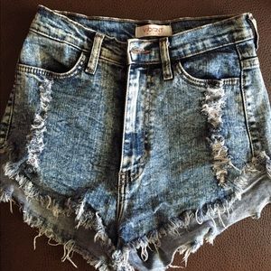 High waisted jean shorts