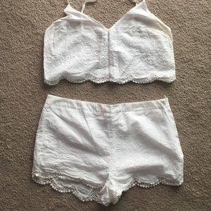 White two piece outfit