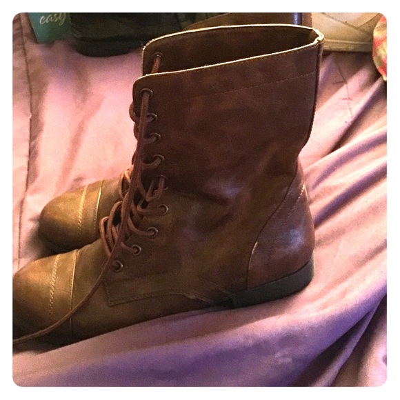 Brown combat boots