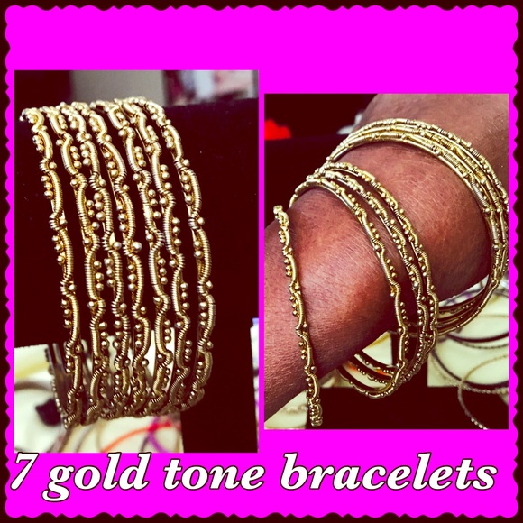 7 gold tone bracelets