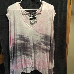 Cute pink white and gray blouse medium