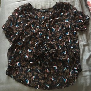 Blouse with colorful birds