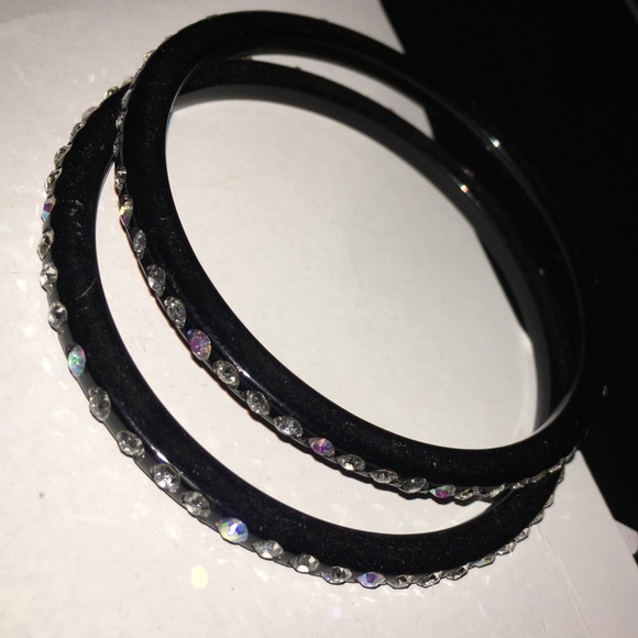 Thin Black Rhinestone Bracelets