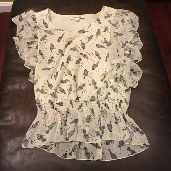 Forever 21 Tops - Forever 21 bird with hat blouse short sleeved top