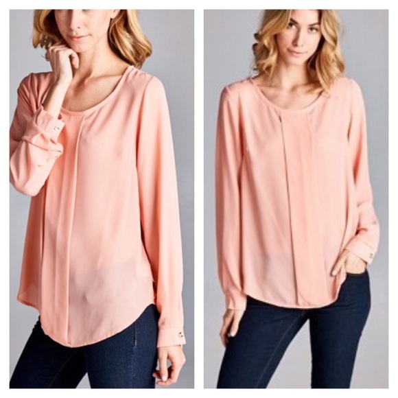 Peach Pleated Blouse