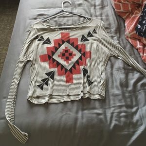 Stripped tribal print shirt