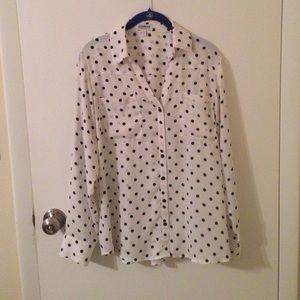 Express white and black polka dot Portofino Shirt