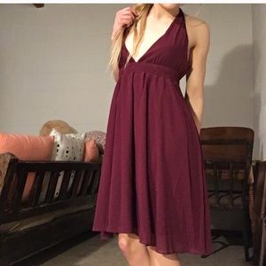 Toni halter maroon dress