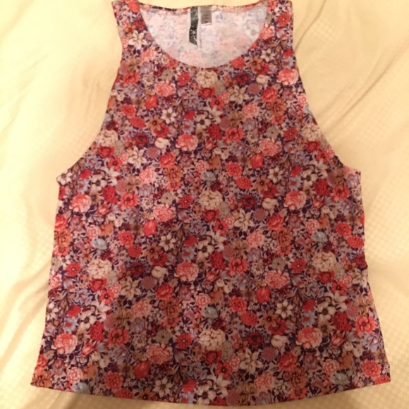 BKE high neck floral crop top.