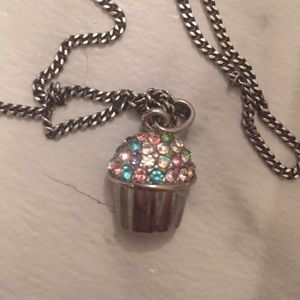 Cupcake Necklace With Crystal Sprinkles