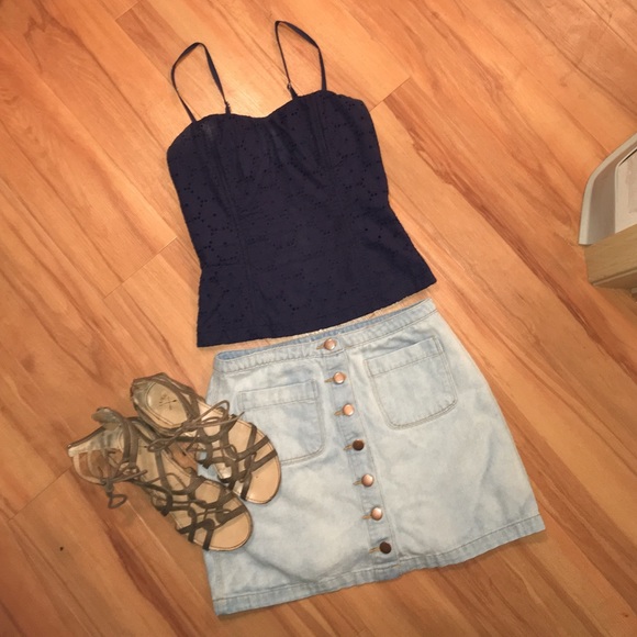 Navy crochet top - LA Mint