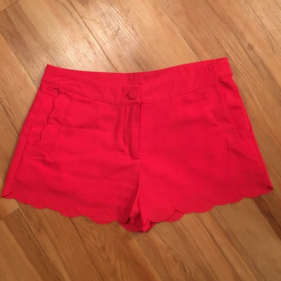Red Scalloped Shorts