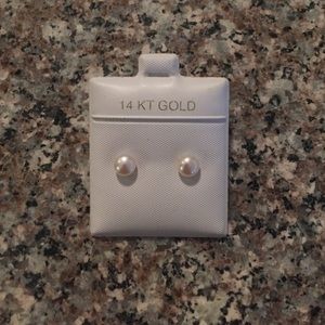 High Luster White Pearl Studs 14K Gold