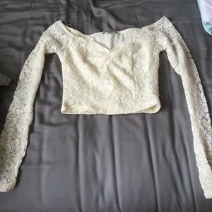 Long sleeved lace crop top