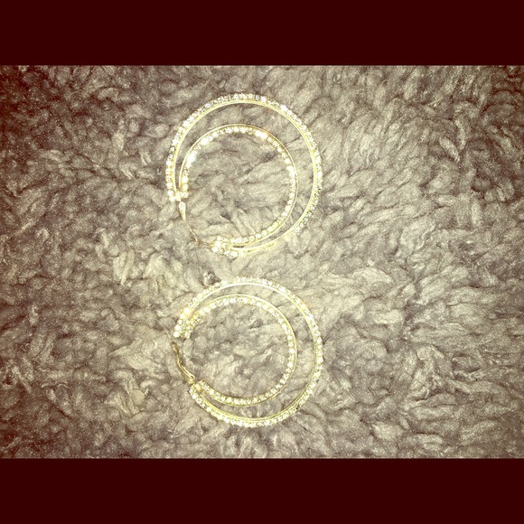 Silver Rhinestone Hoop Earrings