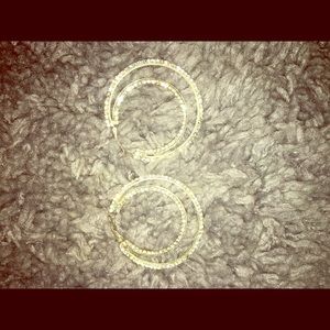Silver Rhinestone Hoop Earrings