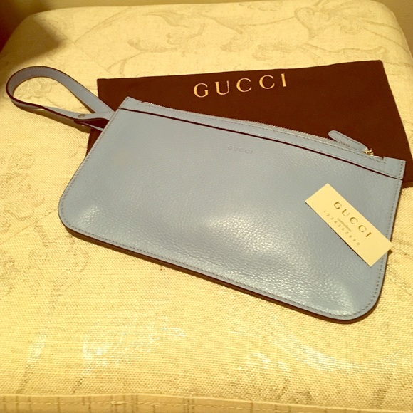 SOLD! Authentic Gucci zip pouch! Sky blue