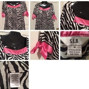 S.L.B Zebra Print Blouse with hot pink trim