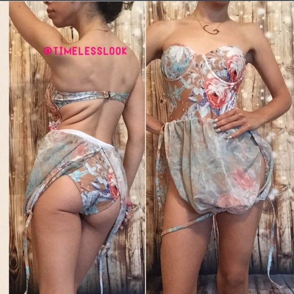 ALL SIZES! floral print bombshell bikini high neck - Picture 3 of 4