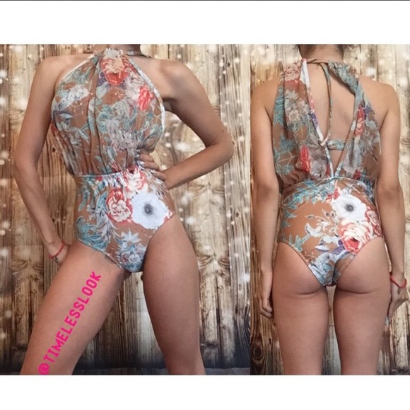 ALL SIZES! floral print bombshell bikini high neck - Picture 4 of 4