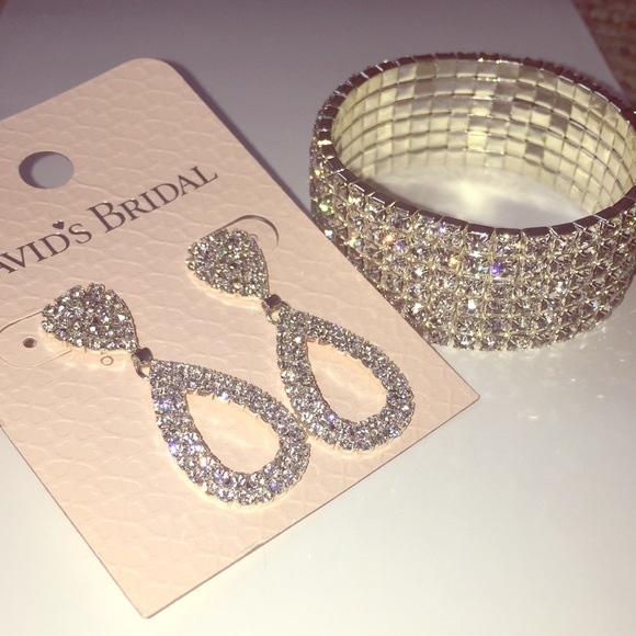"Crystal" Teardrop Earrings and Bracelet