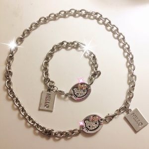 Kawaii Hello Kitty Necklace & Bracelet Set