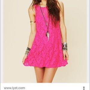 Free People Pink Sleeveless Miles of Lace Dress