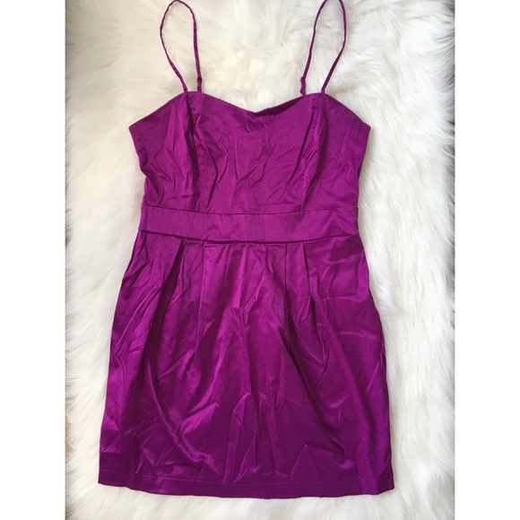 Satin-blend purple mini-dress!