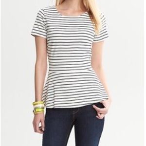 Banana Republic Striped Short Sleeve Peplum