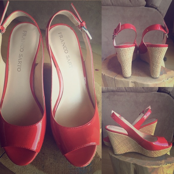 Coral Patent Summer Wedges