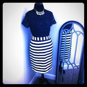 Black and white pencil skirt