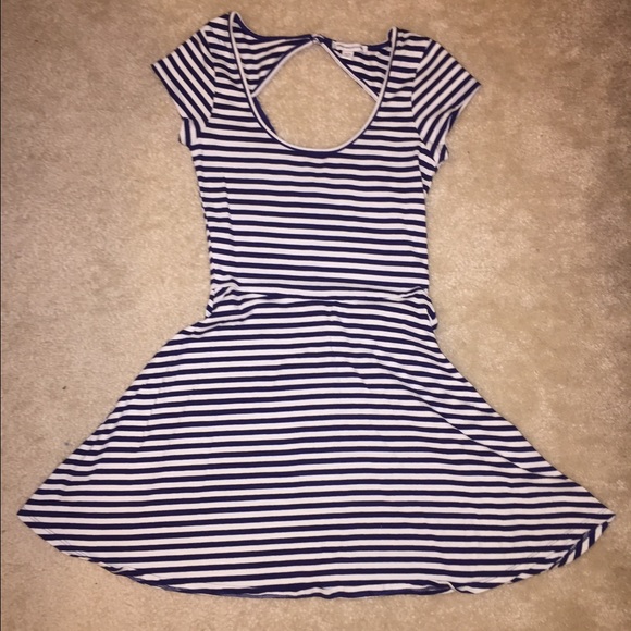 Black and white stripe dress with cute back