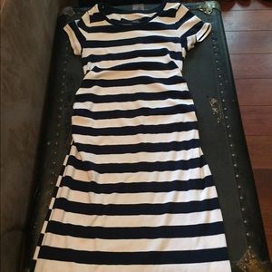 Navy/white striped maternity dress