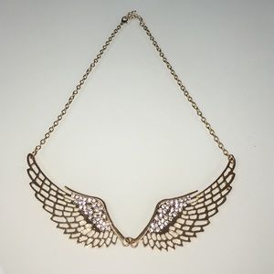 Gold Angel wings diamond necklace