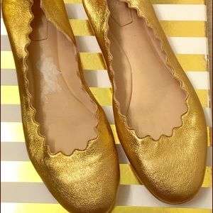 Chloe Gold Scalloped ballet flats