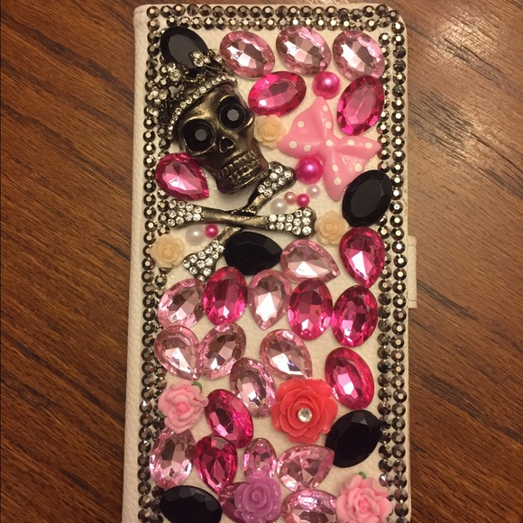 Blinged out skull iPhone6 plus wallet/ case