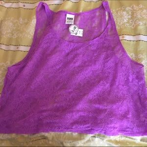 VS Pink Crop Lace Tank Top