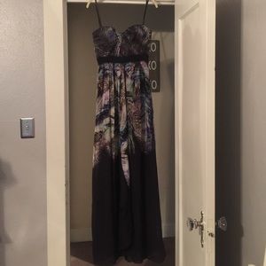 BCBG Maxazria long strapless dress