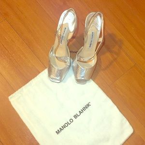 Manolo Peep Toe Sling Back