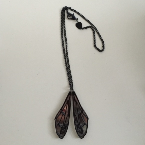 Tatty Devine black acrylic wing necklace