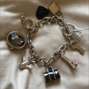 Bebe charm bracelet silver tone