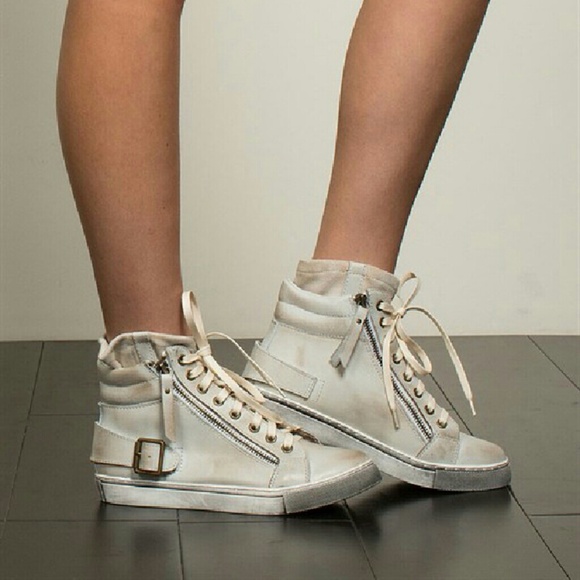 POL BEIGE LEATHER HI-TOP SNEAKERS - Picture 3 of 5