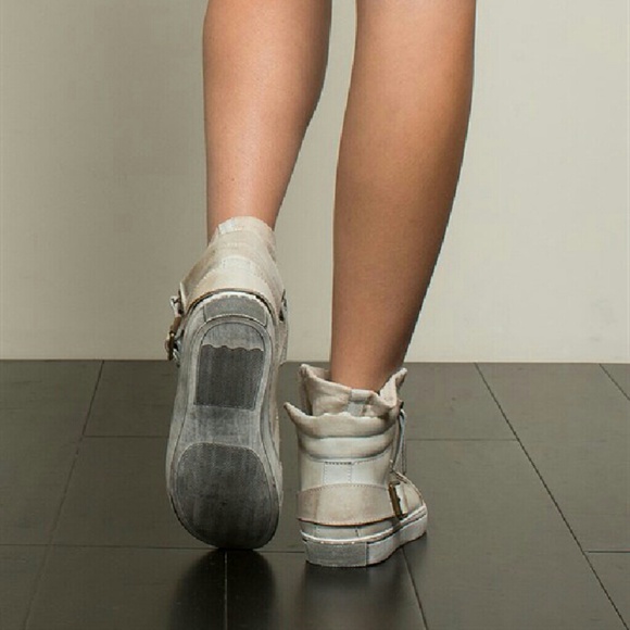 POL BEIGE LEATHER HI-TOP SNEAKERS - Picture 2 of 5